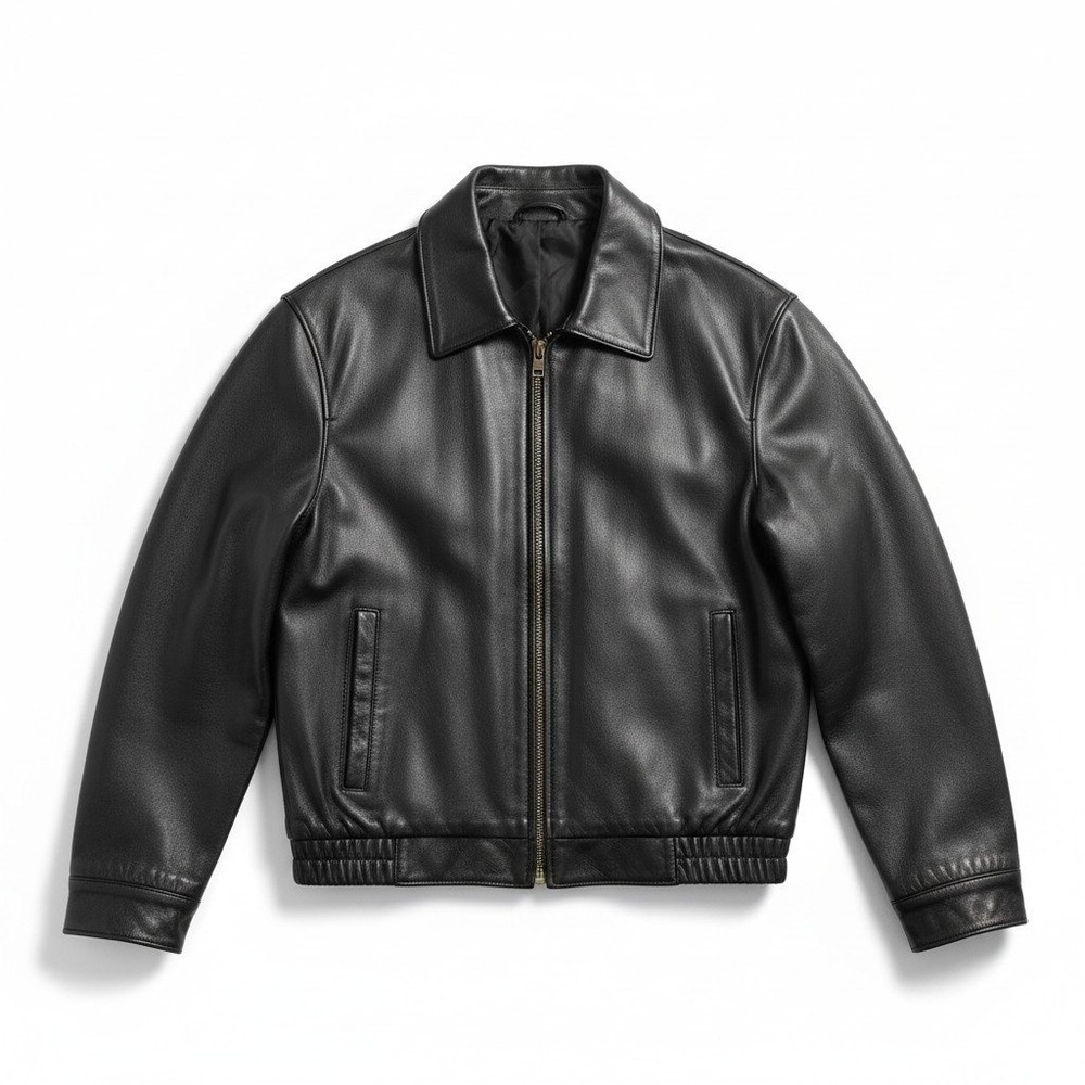 New York Andrew Marc Black Leather Jacket Women's Small Zip Front Classic